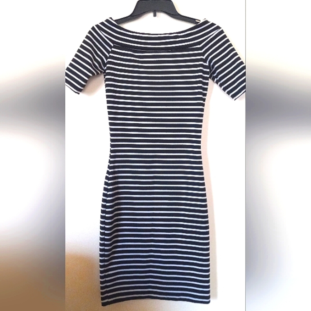 Black and white stripe off the shoulder dress. Bundle for more savings!